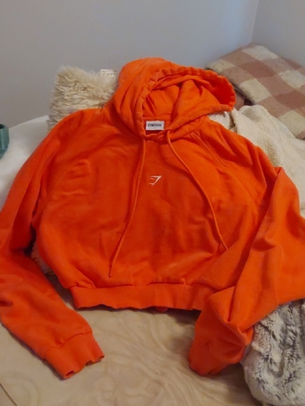 Gymshark Bright Orange Cropped Hoodie with Hood